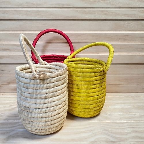 Bolso redondo paja toquilla beige